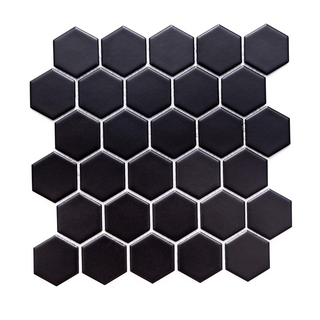 2" x 2" Hexagon Mosaic Tiles (Black - Matte)