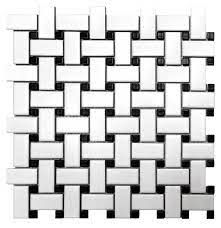 Basket Weave Black & White Mosaic Tile (1sf/sh)