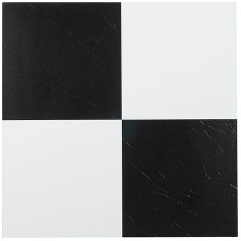 Vinyl Self Stick Floor Tile (45 Sq Ft) (103) (Black & White)