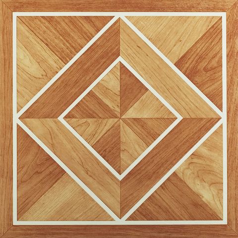 Vinyl Self Stick Floor Tile (White Border Classic Inlaid Parquet) (45 Sq Ft) (205)