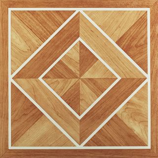 Vinyl Self Stick Floor Tile (White Border Classic Inlaid Parquet) (45 Sq Ft) (205)