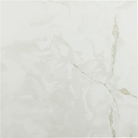 Vinyl Self Stick Floor Tile (NEXUS Classic White with Grey Veins) (20 Sq Ft) (402)