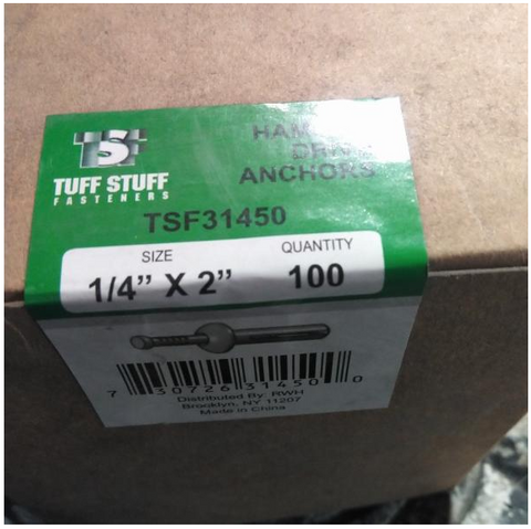 Hammer Drive Anchor (100 Box) (1/4" x 2")