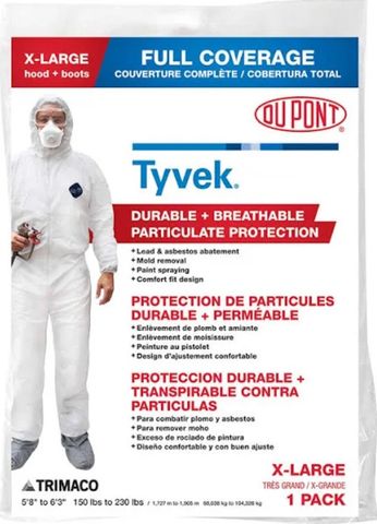 Tyvek Elastic-Cuff Hooded Coveralls w/Boots White (2 XL)