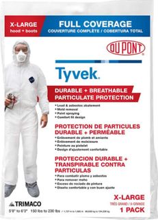 Tyvek Elastic-Cuff Hooded Coveralls w/Boots White (2 XL)