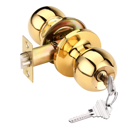 Commercial Ball Lockset (Polished Brass) (Keyed Entry)