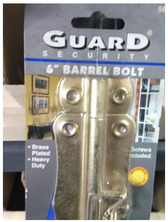 Barrel Bolt (Brass) (6")