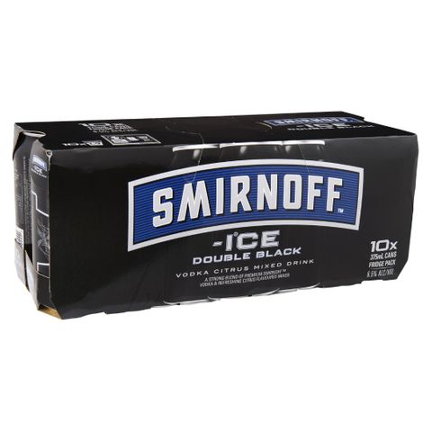 Smirnoff D/Black Cans 375ml 10PK x3