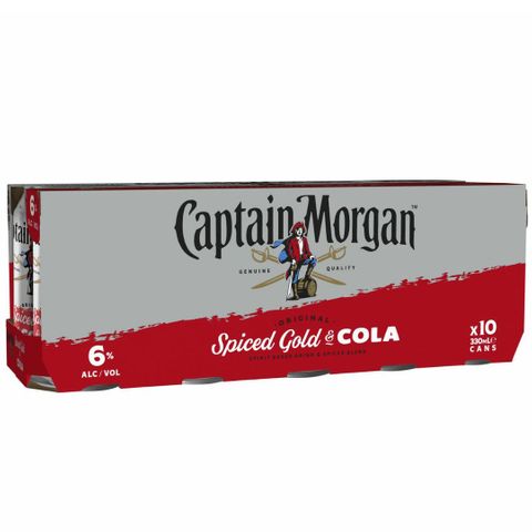 Captain Morgan & Cola 6% 375ml 10PK x3