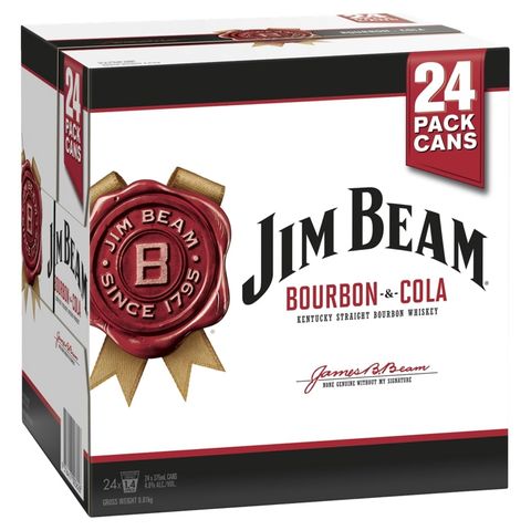 Jim Beam WHITE & Cola Cans 375ml CUBE