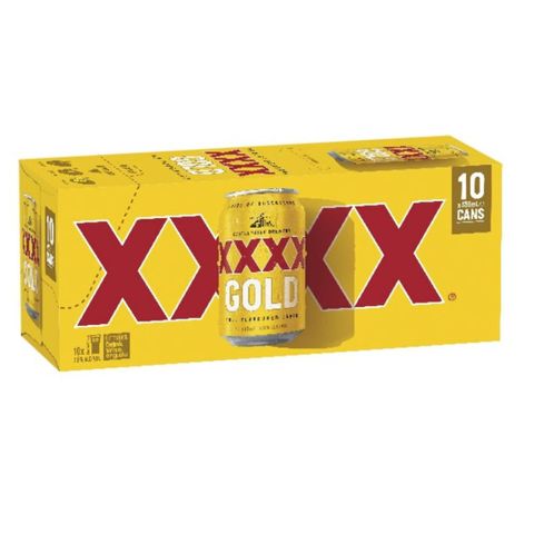XXXX Gold 330ml Can 10PK X3