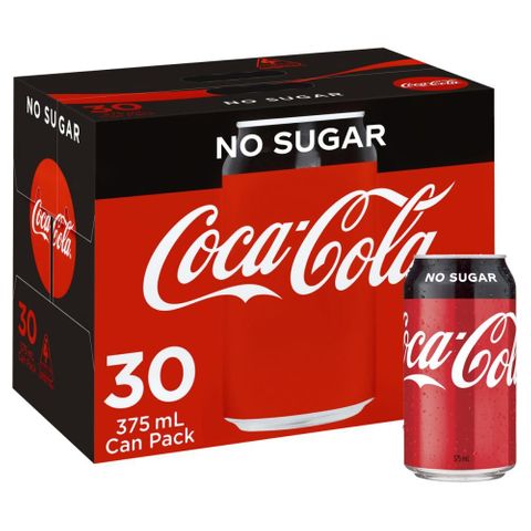 Coke No Sugar Cans 375ml x 30 Pack