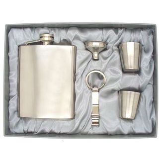 Hip Flask Mirror & Cups Gift Pack
