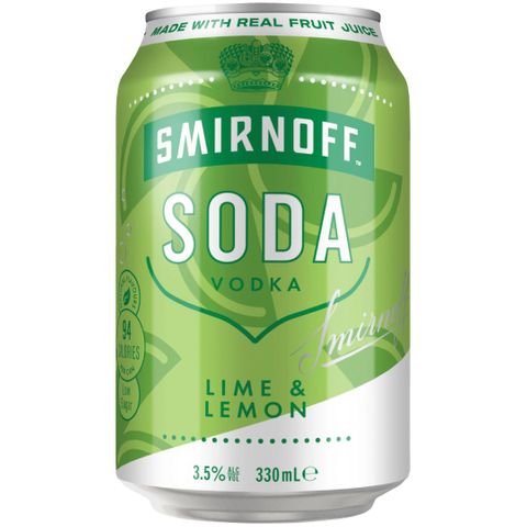 Smirnoff Soda Lime Lemon 3.5% 330ml x24