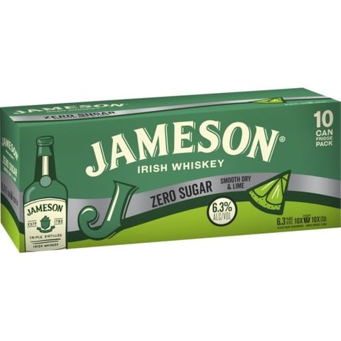 Jameson & Zero Dry 6.3% 375ml Can 10PK x3