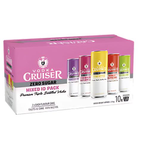 Cruiser Zero Sugar Mixed 275ml Can 10PK x3