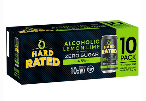 Hard Rated Zero Lemon Lime Can 375ml 10PK x3