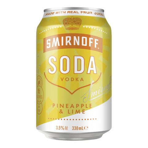 Smirnoff Soda Pineapple Lime 3.5% 330ml x24