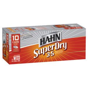 Hahn Super Dry MID 330ml Can 10 Pack x3