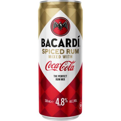Bacardi Spiced Rum & Cola Can 330ml x24