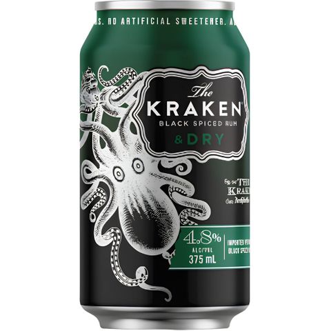 Kraken Spiced Rum & Dry 4.8% 375ml x24