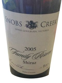 Snobs Creek Reserve Shiraz 2005 750ml