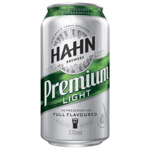 Hahn Prem Light Cans 375ml BLOCK-30