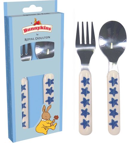 *Bunnykins Spoon & Fork - Shining Stars Blue