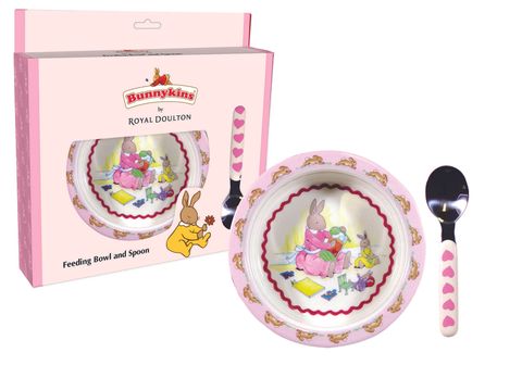 Bunnykins Feeding Bowl & Spoon - Sweethearts Pink