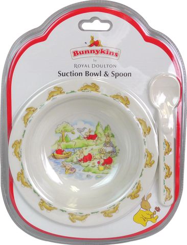 Bunnykins Suction Bowl & Spoon-Swimming Design Red