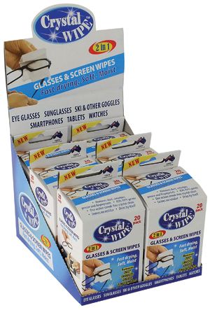 Crystal Wipe Glasses & Screen Wipes 20 Pack