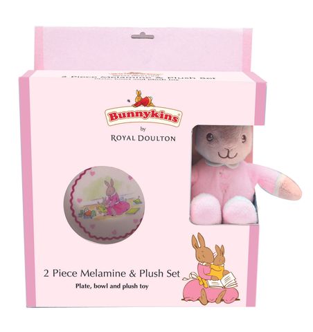 *Bunnykins Plush Toy- Bowl & Plate Pink