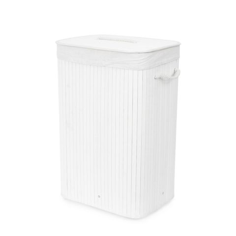 Laundry Hamper - Rectangular Bamboo White