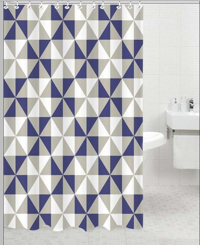 Printed Polyester Shower Curtain Blue Diamond