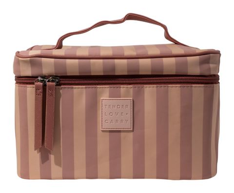 Pink Brown Stripe Travel Vanity