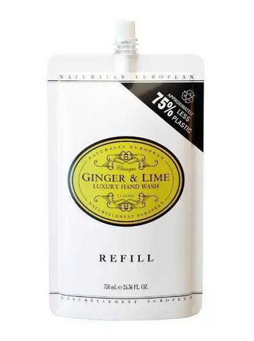 Nat Euro Hand Wash Refill Pouch 750ml Ginger&Lime