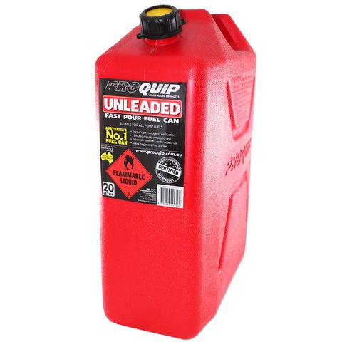 Fuel Can Plastic 20L Unleaded-Red