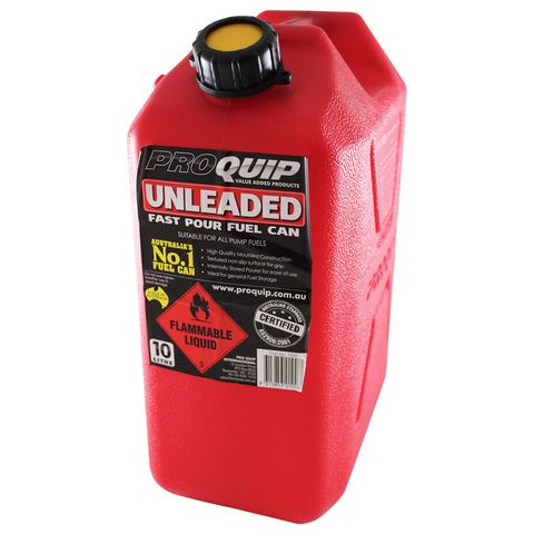 Fuel Can Plastic 10L Unleaded-Red