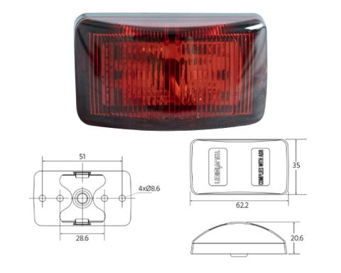 62mm Red Marker 10-30V 10 Pack