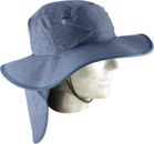 Hat Cotton Blue Wide Brim with Neck Flap Size M/L