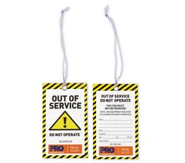 Safety Tag Yellow Out Of Service Site Safety Pkt 100
