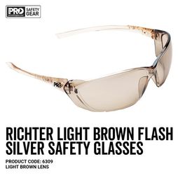Safety Glasses Richter Flash Silver Lense Light Brown Frame