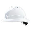 Hard Hat Vented 6 Point Harness White-Full Brim