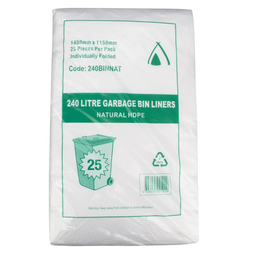 Garbage Bin Liner Extra HD 240ltr Natural Ctn 100