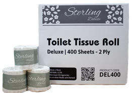 MCQ Sterling DeluxeToilet Paper 2ply 400s Ctn of 48 Rolls