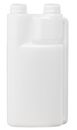 Dispenser Bottle 1ltr Natural HDPE Twin Chamber 38mm with 2 lids