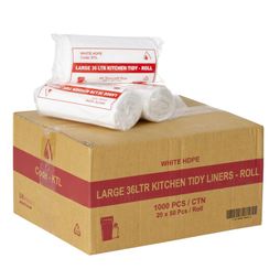 Kitchen Tidy Bin Liner White 36ltr Large Ctn 1000