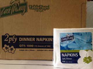 NAPKIN 2PLY QTR DINNER WHITE 1000