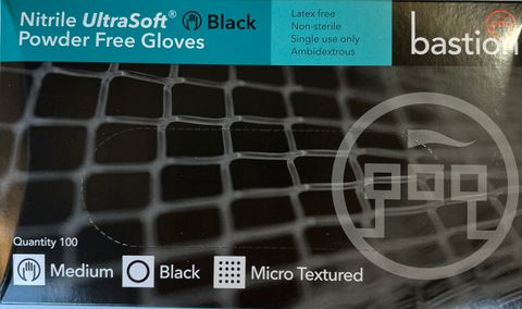 BLACK NITRILE MEDIUM GLOVES x100