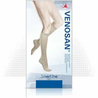 SILVERLINE SUPPORT SOCK WMN MEDIUM BEIGE